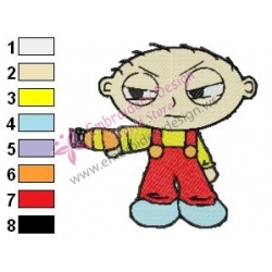 Stewie Holding a Gun Family Guy Embroidery Design